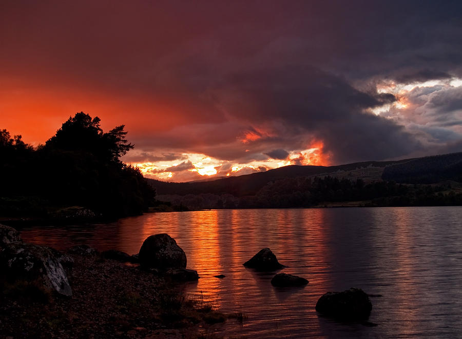 Red Skies over Loch Rannoch Photograph by Bel Menpes