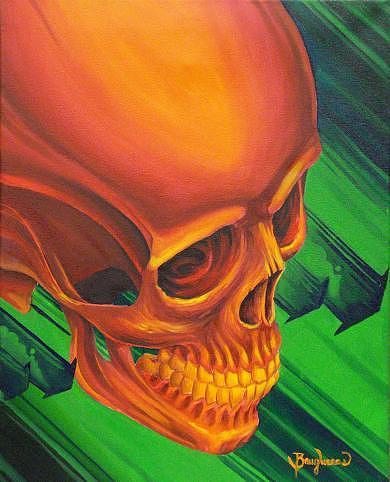 Skull Painting - Red skull by Nephtali Brugueras  jr