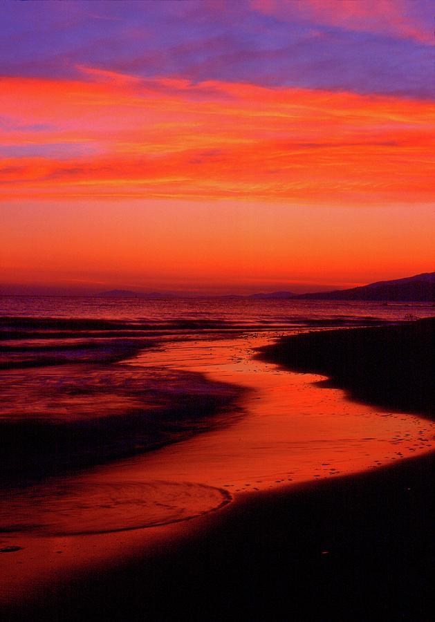 Red Sky And Wet Sand Three  Digital Art by Lyle Crump
