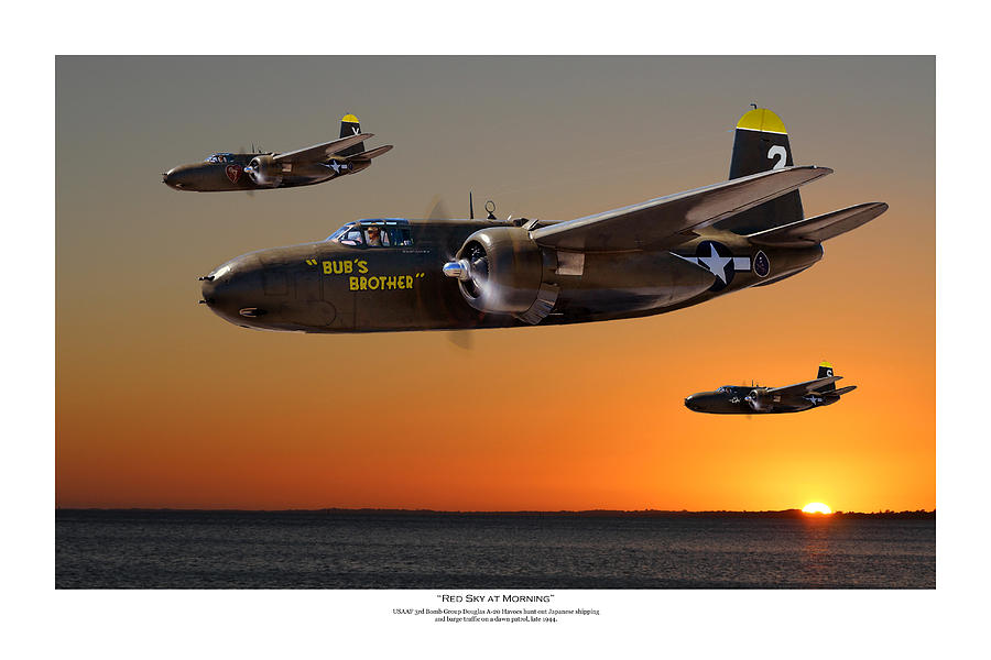 Red Sky at Morning - Titled USAAF 3BG Version Digital Art by Mark Donoghue
