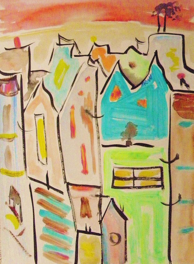 Red Sky City Vision Painting by Mary Carol Williams