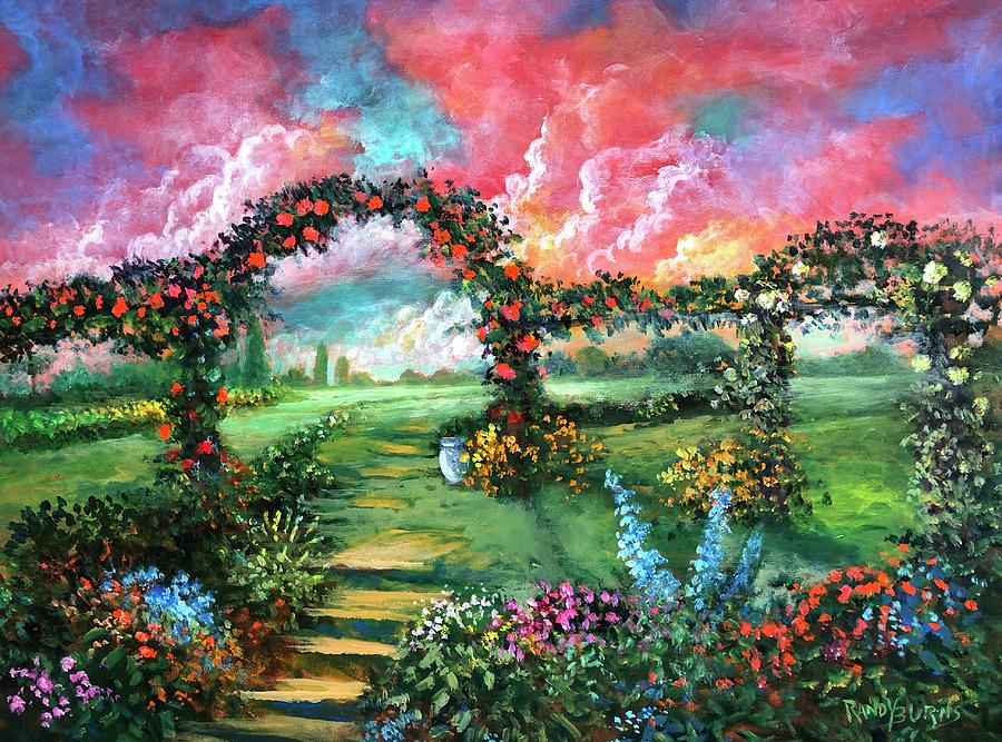 Red Sky Garden Painting by Rand Burns