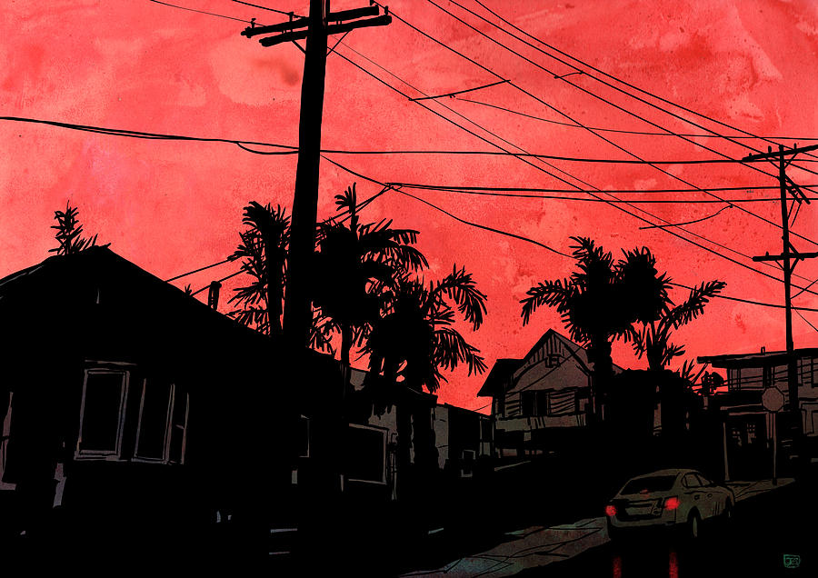 Red Sky Drawing by Giuseppe Cristiano