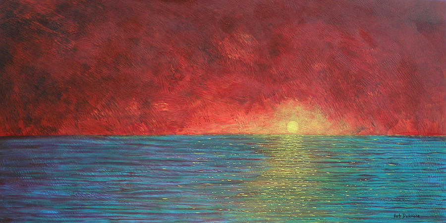 Red Sky  Painting by Herb Dickinson