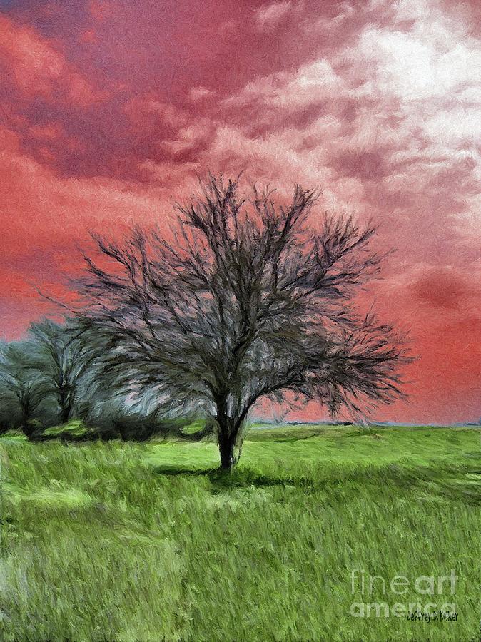 Tree Painting - Red Sky by Jeffrey Kolker