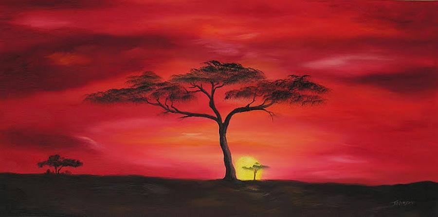 Red Sky Painting by John Johnson