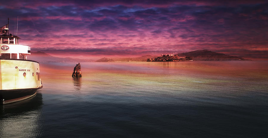 Red Sky over Alcatraz Photograph by Michael Hope