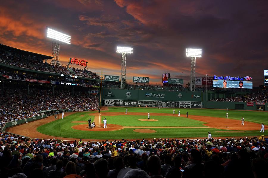 Red Sky Over Fenway Park Boston MA Photograph by Toby McGuire