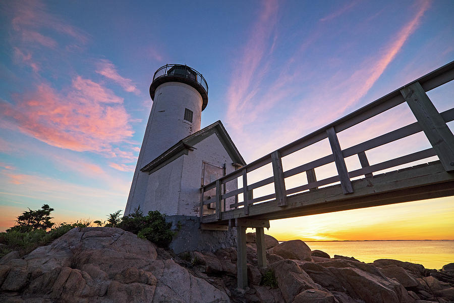 Red Sky over the Annisquam Lighthouse in Gloucester MA Photograph by Toby McGuire
