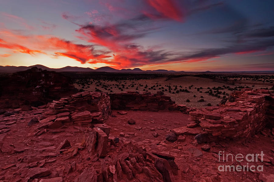 Sunset Photograph - Red Sky Ruins by Michael Dawson