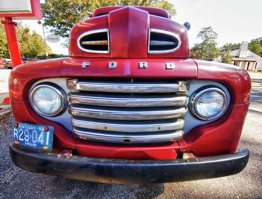 Red Smiling Ford Digital Art by Michael Thomas