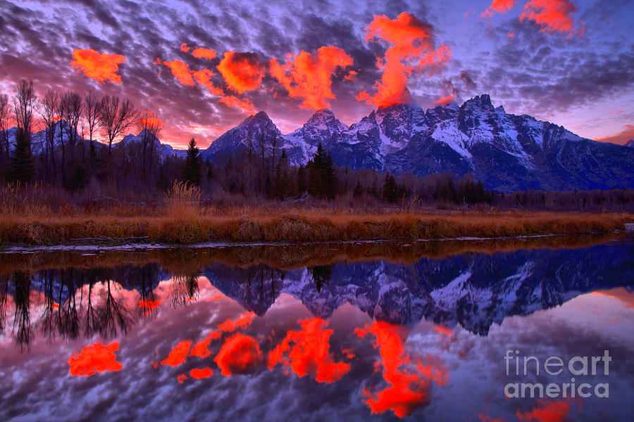 Red Snake River Sunset Reflections Photograph by Adam Jewell