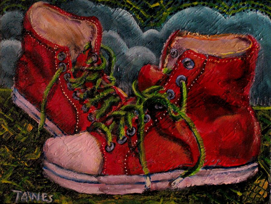 Red Sneakers Painting by Dennis Tawes