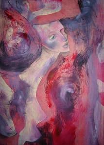 Female Nude Painting - Red by Sona Yeghiazaryan Female Nude Painting - Red by Sona Yeghiazaryan