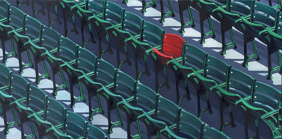 Red Sox Painting - Red Sox Red Seat by Jim Connelly Red Sox Painting - Red Sox Red Seat by Jim Connelly