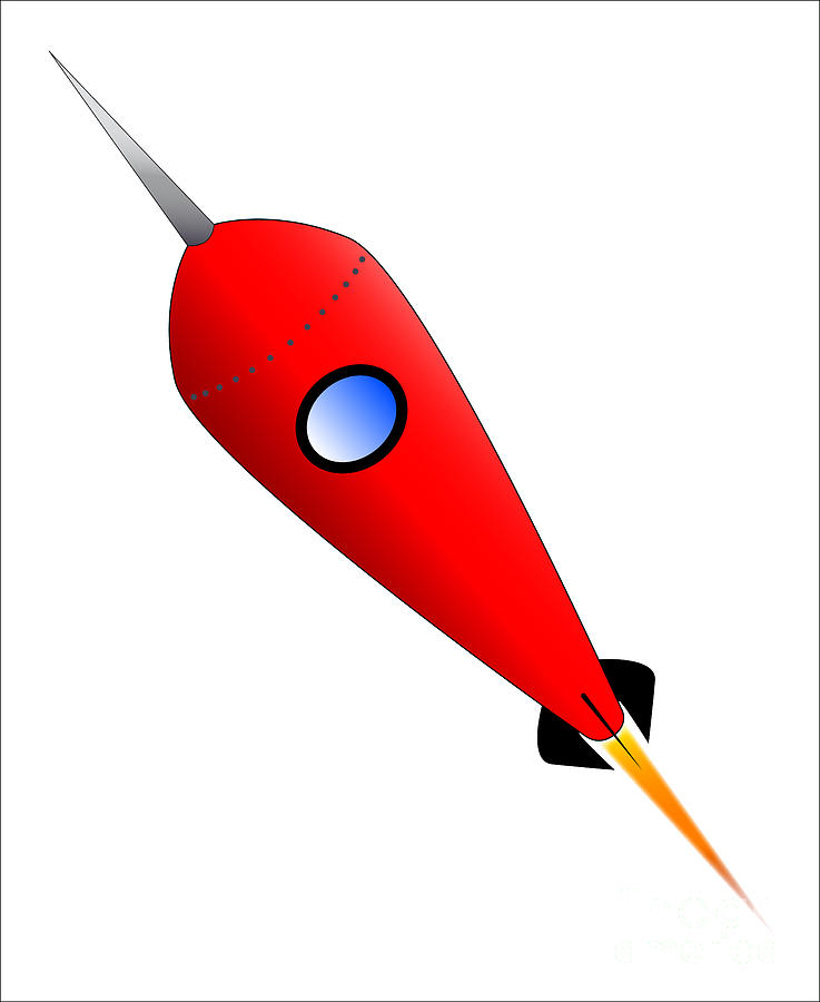 Red Space Rocket Digital Art by Bigalbaloo Stock