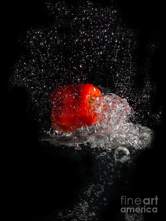Black Photograph - Red Splash by Barbara Dudzinska