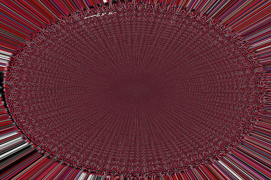 Red Square Panel Oval Abstract Digital Art by Tom Janca
