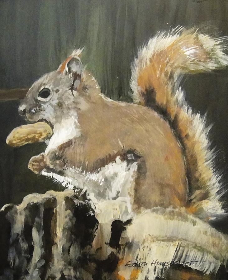 Red Squirrel Painting by Edith Hunsberger