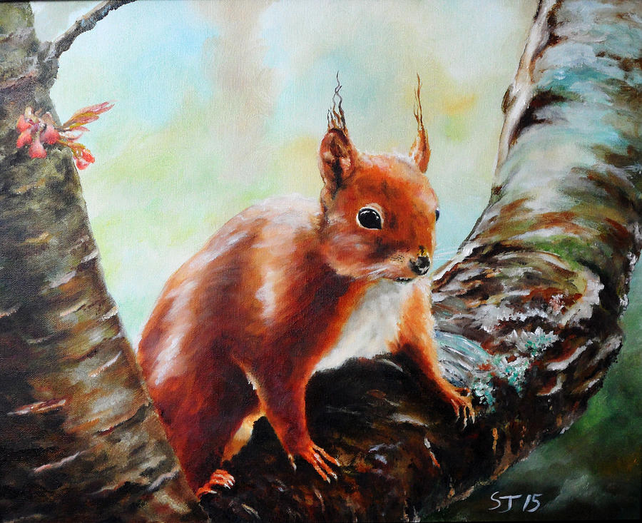 Red Painting - Red Squirrel by Steve James Red Painting - Red Squirrel by Steve James