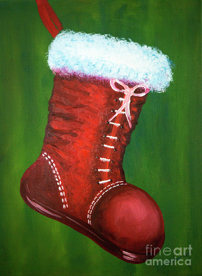 Christmas Painting - Red St. Nicholas Stocking by Iris Richardson