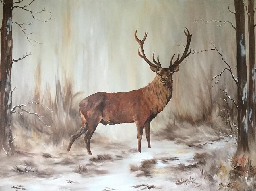Red Stag Painting by Jean Walker