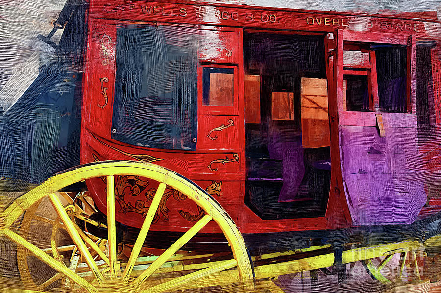 Stagecoach Digital Art - Red Stagecoach by Kirt Tisdale
