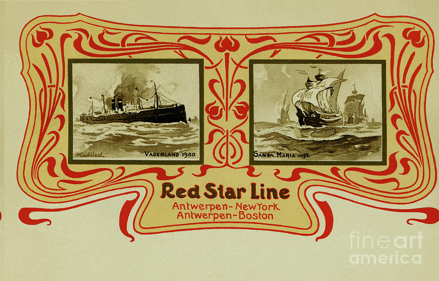Red Star Line Antwerp New York ocean liners Drawing by Heidi De Leeuw
