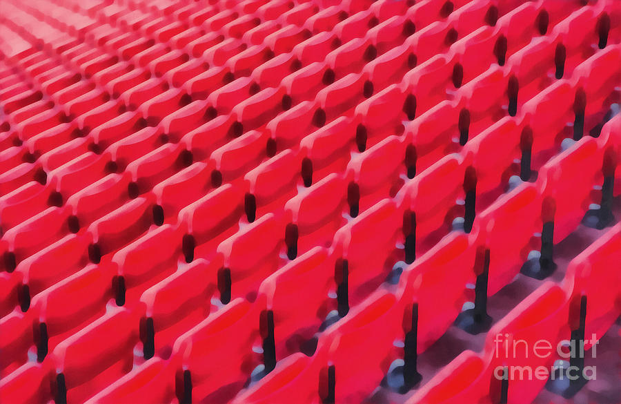 Red Stadium Seats Painting by Edward Fielding