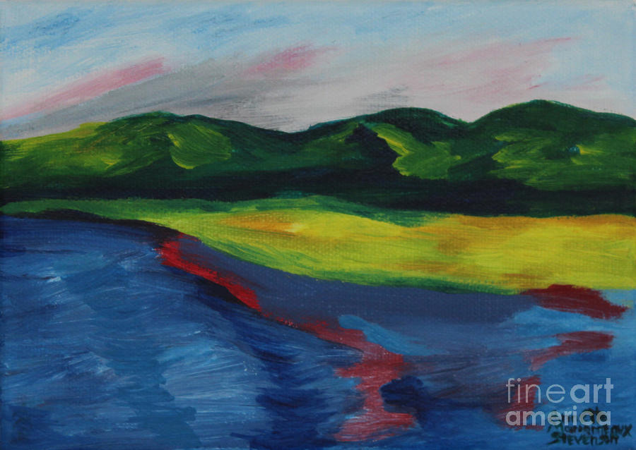Red Streak Lake Painting by Annette M Stevenson