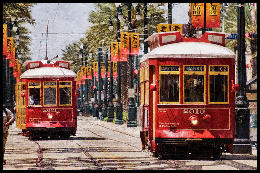 Red Streetcars Photograph