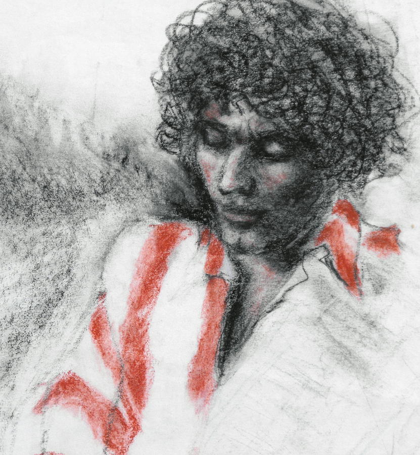 Portrait Drawing - Red Stripes by Ruth Mabee