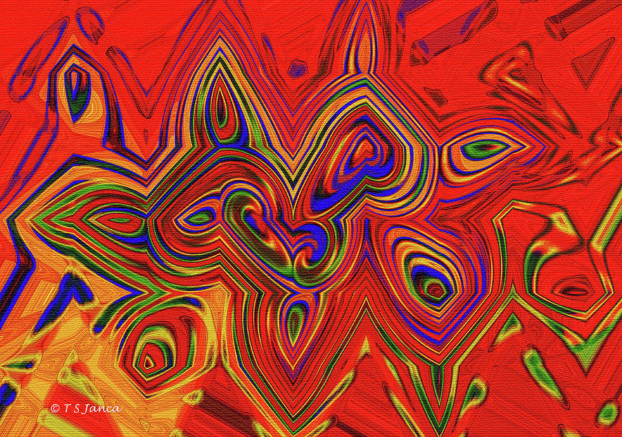 Red Sun Abstract # 16 Digital Art by Tom Janca