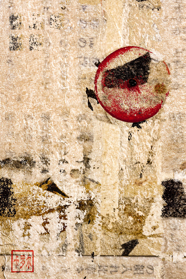 Red Sun Collage Mixed Media by Carol Leigh