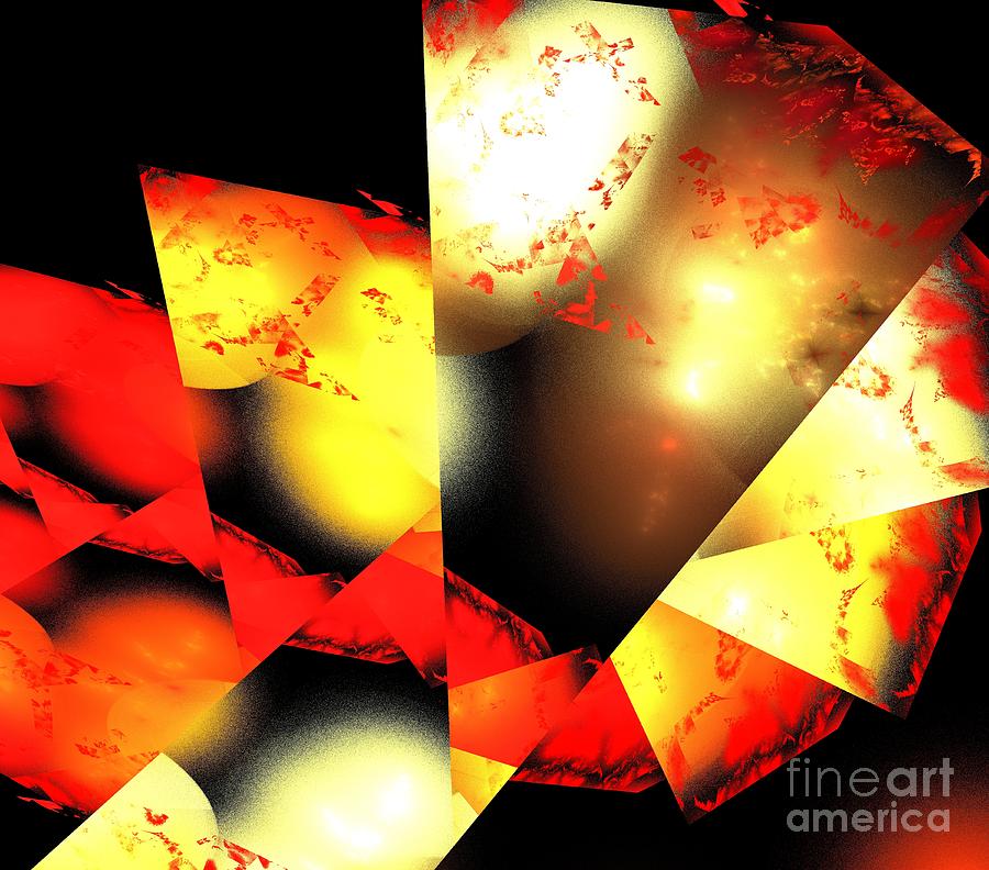 Abstract Digital Art - Red Sun Shell by Kim Sy Ok