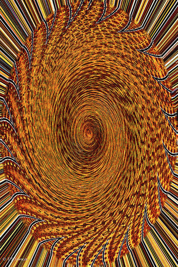 Red Sun With Rays Abstract #9 Digital Art by Tom Janca