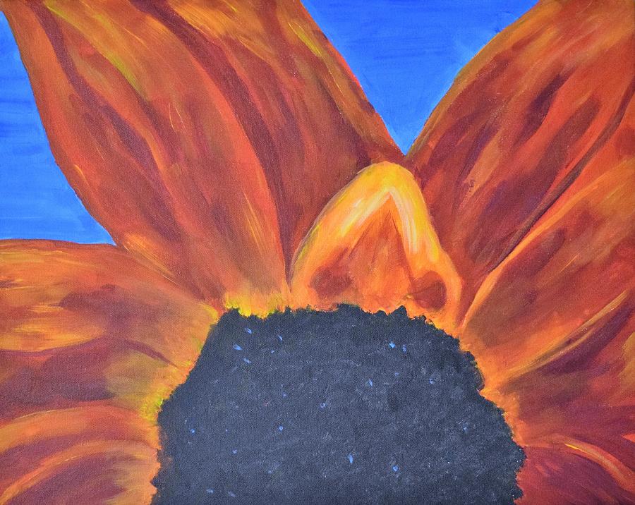 Red Sunflower Under Blue Sky Mixed Media