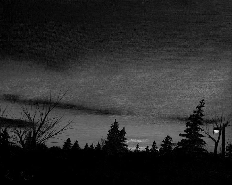 Red Sunrise in Parksville In Black And White Painting by Claude Beaulac