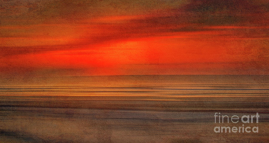 Red Sunset At the Beach Digital Art by Randy Steele