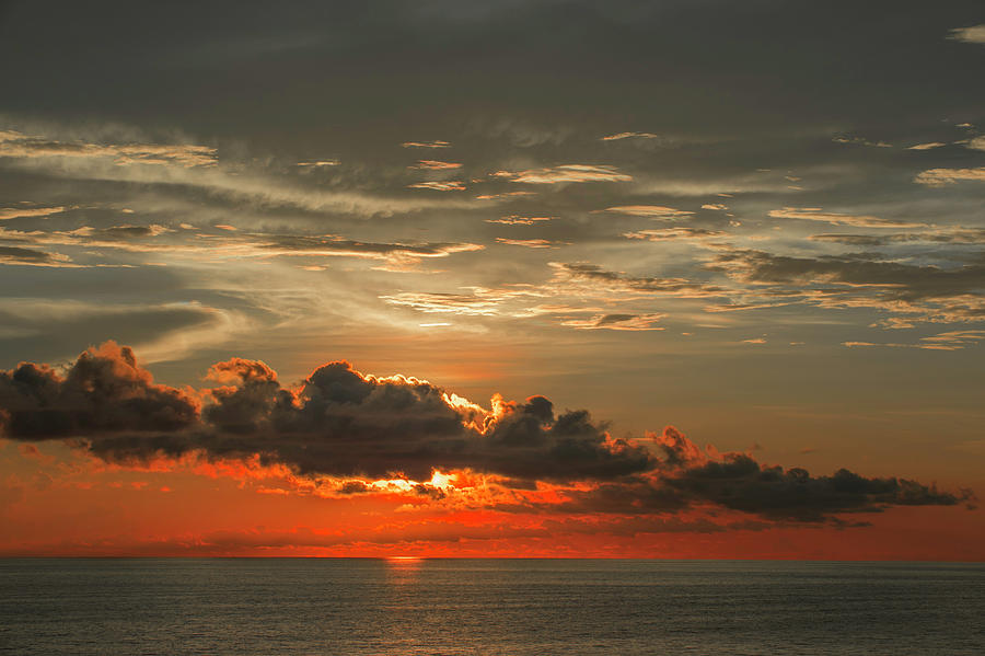 Red Sunset and Dark Clouds Above Sea Photograph by Judith Barath