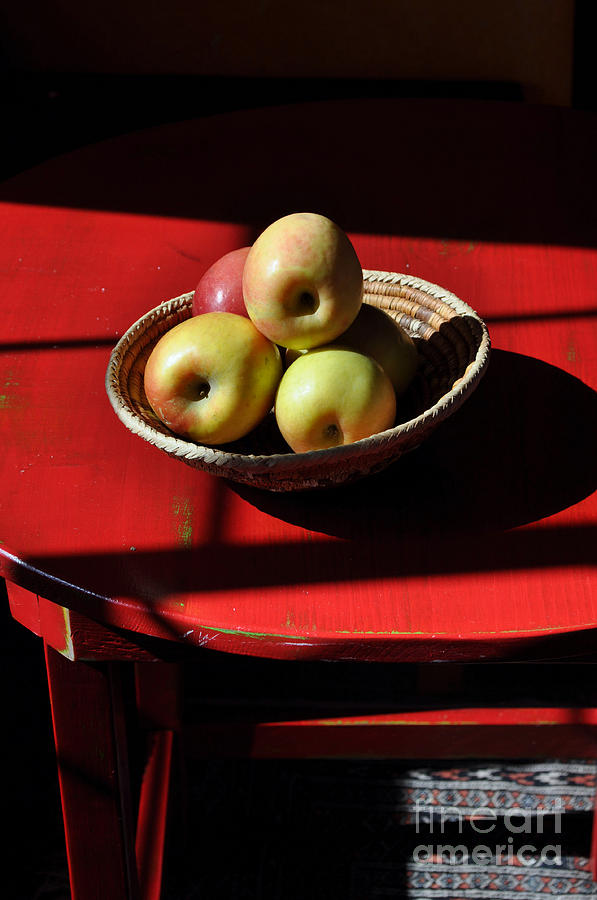 Still Life Photograph - Red Table Apple Still Life by Anjanette Douglas