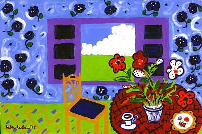 Table Painting - Red Tablecloth by Debra LaBar Table Painting - Red Tablecloth by Debra LaBar