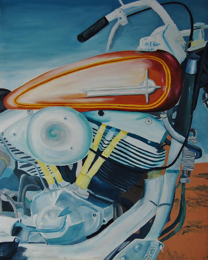 Motorcycle Painting - Red Tank by Charla Van Vlack Motorcycle Painting - Red Tank by Charla Van Vlack