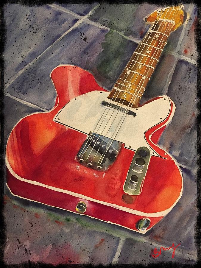 Red Telecaster Painting by Bonny Butler