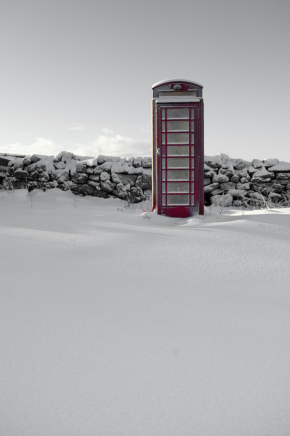 Red Telephone Box in the Snow ii Photograph by Helen Jackson