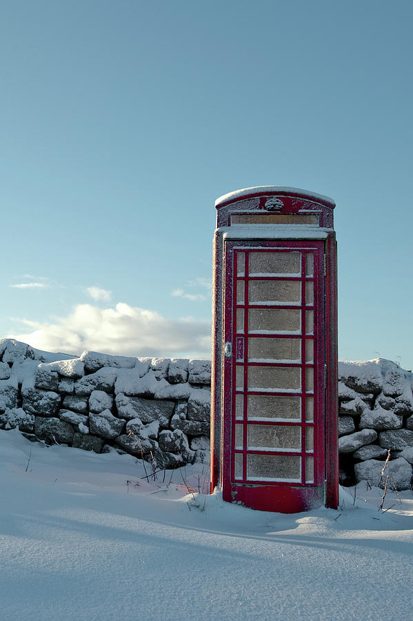 Red Telephone Box in the Snow iii Photograph by Helen Jackson