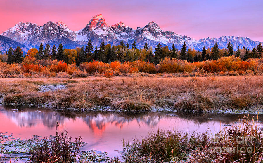 Red Teton Tip Reflections Photograph by Adam Jewell
