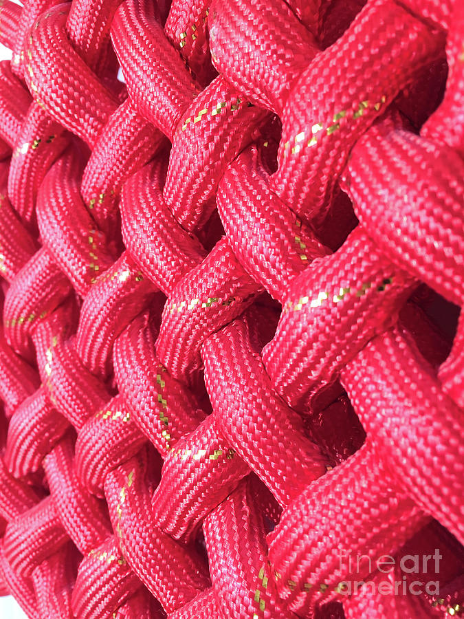 Pattern Photograph - Red textile pattern by Tom Gowanlock