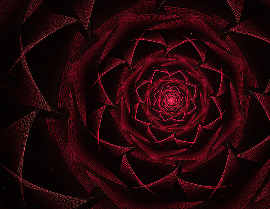 Red Textile Rose Digital Art