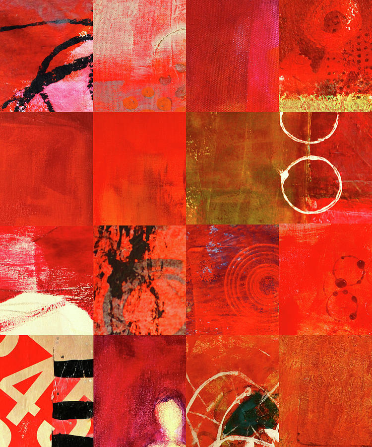 Red Textures Abstract Painting by Nancy Merkle